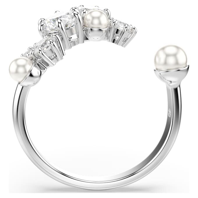 Constella open ring met kristallen parel, ronde slijpvormen, wit, gerhodineerd Constella open ring met kristallen parel, ronde slijpvormen, wit, gerhodineerd