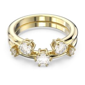 Constella-ringset (2), ronde slijpvorm, wit, verguld