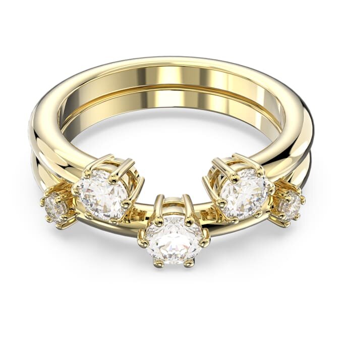 Constella-ringset (2), ronde slijpvorm, wit, verguld Constella-ringset (2), ronde slijpvorm, wit, verguld