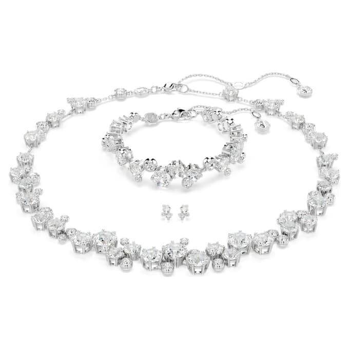 Constella-set met gemengde slijpvormen, wit, gerhodineerd Constella-set met gemengde slijpvormen, wit, gerhodineerd