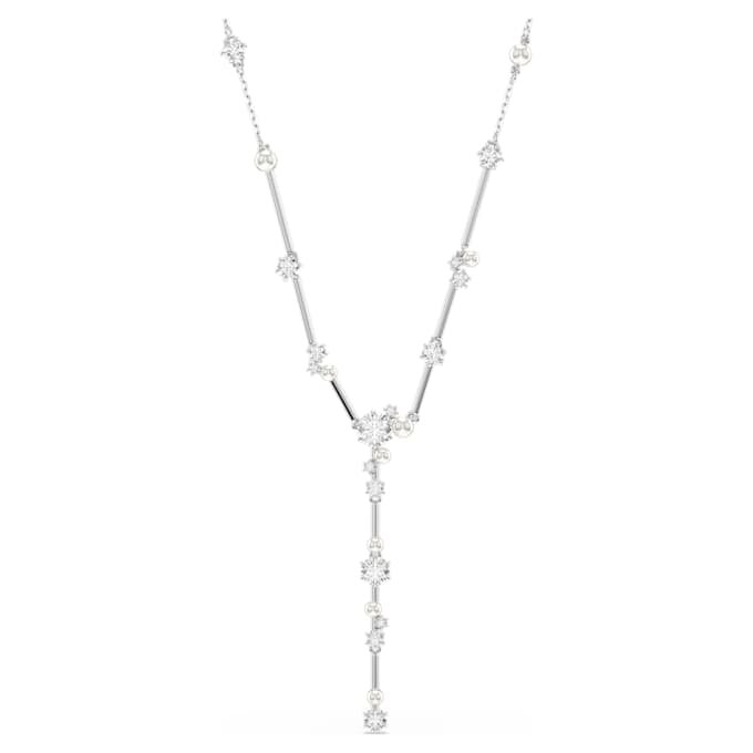 Constella Y-ketting met kristallen parels, ronde slijpvormen, wit, gerhodineerd Constella Y-ketting met kristallen parels, ronde slijpvormen, wit, gerhodineerd