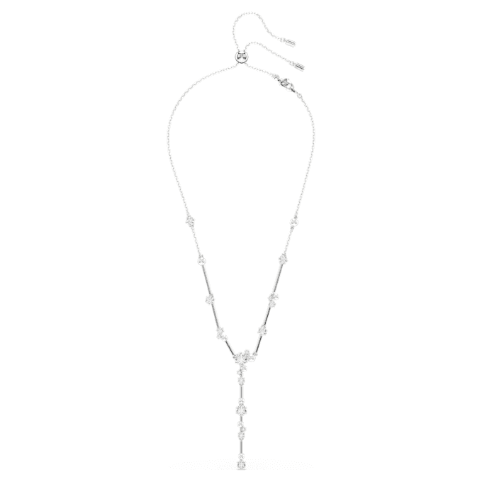 Constella Y-ketting met kristallen parels, ronde slijpvormen, wit, gerhodineerd Constella Y-ketting met kristallen parels, ronde slijpvormen, wit, gerhodineerd