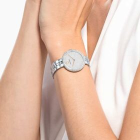 Cosmopolitan-horloge, Swiss Made, metalen armband, zilverkleurig, roestvrij staal