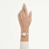 Crystalline armbandhorloge, Swiss Made, metalen armband, wit, roségoudkleurige afwerking Crystalline armbandhorloge, Swiss Made, metalen armband, wit, roségoudkleurige afwerking