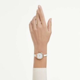 Crystalline armbandhorloge, Swiss Made, metalen armband, wit, roségoudkleurige afwerking