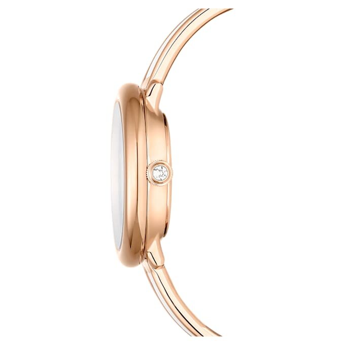 Crystalline armbandhorloge, Swiss Made, metalen armband, wit, roségoudkleurige afwerking Crystalline armbandhorloge, Swiss Made, metalen armband, wit, roségoudkleurige afwerking