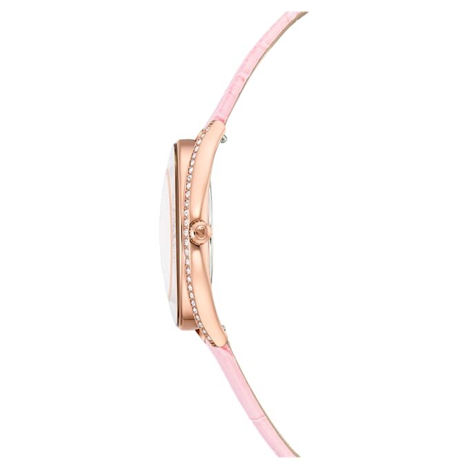 Crystalline Aura-horloge, Swiss Made, leren band, roze, roségoudkleurige afwerking Crystalline Aura-horloge, Swiss Made, leren band, roze, roségoudkleurige afwerking
