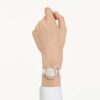 Crystalline Aura-horloge, Swiss Made, leren band, wit, roségoudkleurige afwerking
