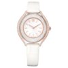 Crystalline Aura-horloge, Swiss Made, leren band, wit, roségoudkleurige afwerking