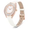 Crystalline Aura-horloge, Swiss Made, leren band, wit, roségoudkleurige afwerking