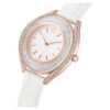 Crystalline Aura-horloge, Swiss Made, leren band, wit, roségoudkleurige afwerking