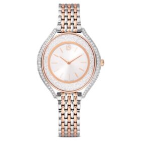 Crystalline Aura-horloge, Swiss Made, metalen armband, roségoudkleurig, afwerking van gemengd metaal