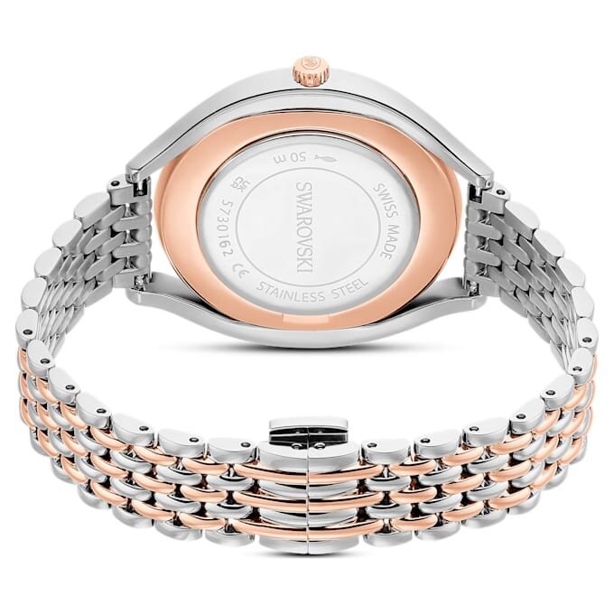 Crystalline Aura-horloge, Swiss Made, metalen armband, roségoudkleurig, afwerking van gemengd metaal Crystalline Aura-horloge, Swiss Made, metalen armband, roségoudkleurig, afwerking van gemengd metaal