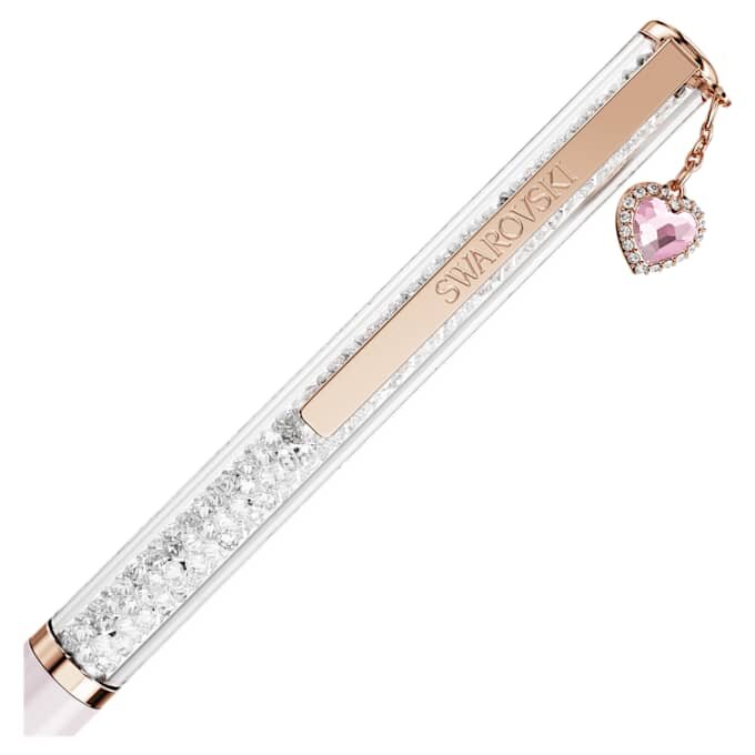 Crystalline-balpen in hartvorm, roze, roze gelakt, roségoudkleurig verguld Crystalline-balpen in hartvorm, roze, roze gelakt, roségoudkleurig verguld