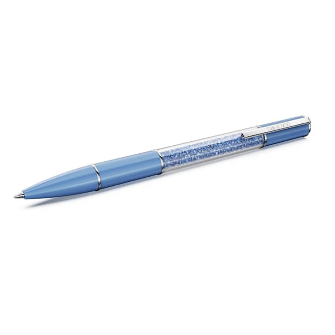 Crystalline-balpen met Recreated™-kristallen, blauw, blauw gelakt, verchroomd Crystalline-balpen met Recreated™-kristallen, blauw, blauw gelakt, verchroomd