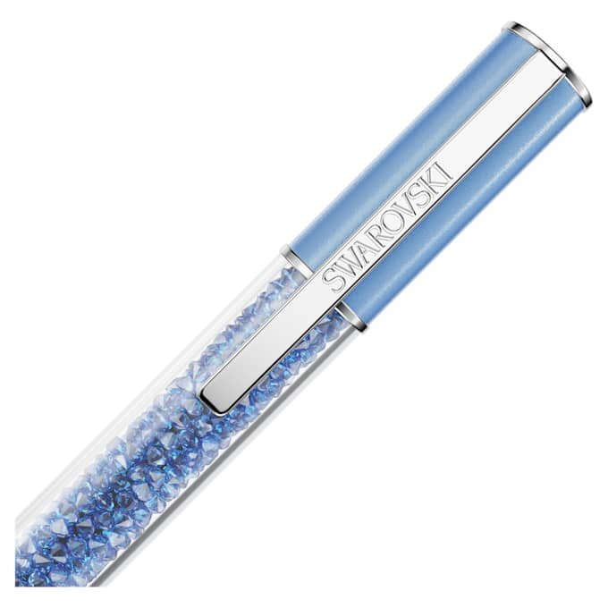 Crystalline-balpen met Recreated™-kristallen, blauw, blauw gelakt, verchroomd Crystalline-balpen met Recreated™-kristallen, blauw, blauw gelakt, verchroomd