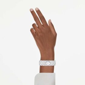 Curiosa armbandhorloge met kristallen, zilverkleurig, roestvrij staal