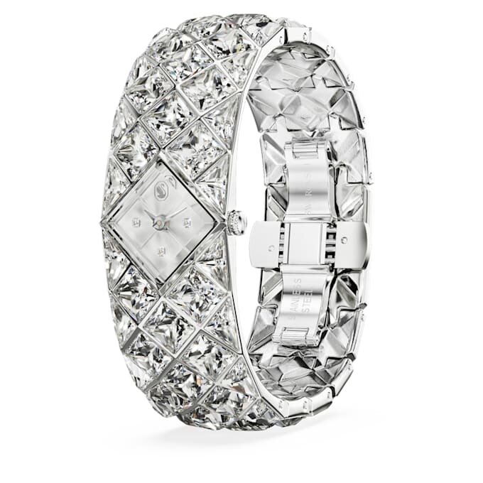Curiosa armbandhorloge met kristallen, zilverkleurig, roestvrij staal Curiosa armbandhorloge met kristallen, zilverkleurig, roestvrij staal