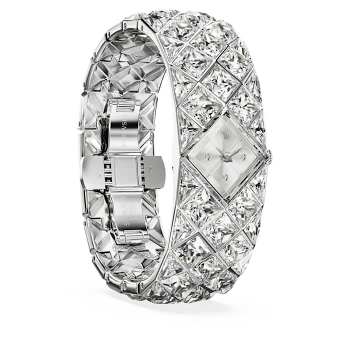 Curiosa armbandhorloge met kristallen, zilverkleurig, roestvrij staal Curiosa armbandhorloge met kristallen, zilverkleurig, roestvrij staal