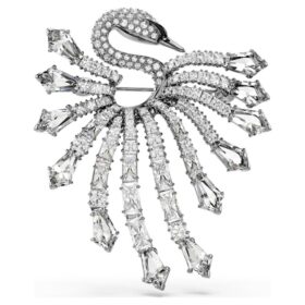 De broche ‘Swan’ uit de Vienna-collectie, wit, geruthiniumsgewat