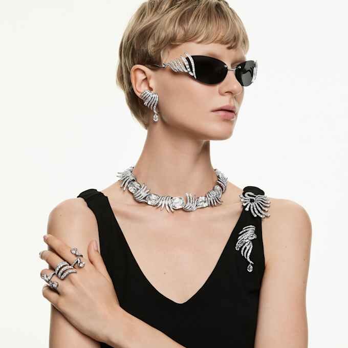 De Vienna-collectie Open ring Feather, wit, gerutheniumd De Vienna-collectie Open ring Feather, wit, gerutheniumd