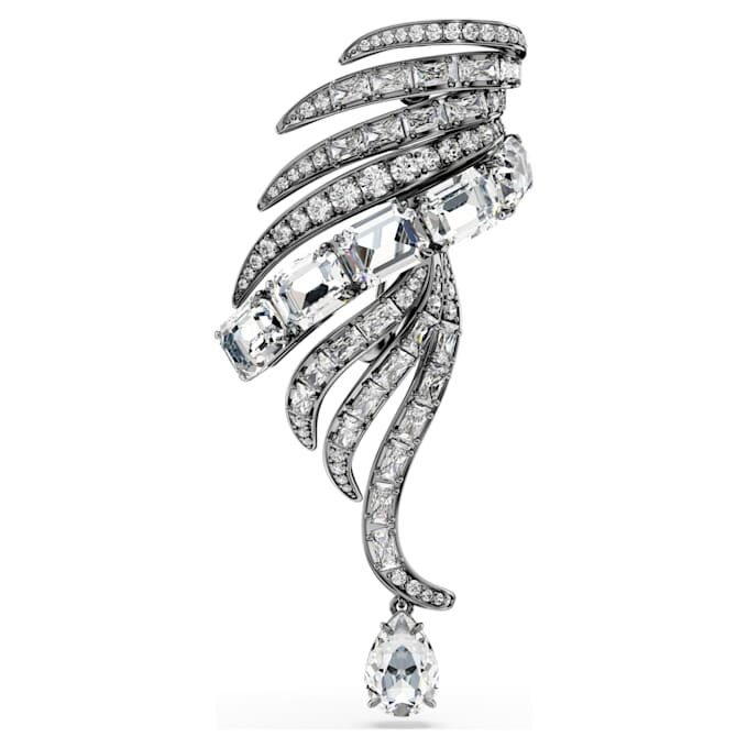 De Vienna Collection-broche Feather, wit, gerutheniumd De Vienna Collection-broche Feather, wit, gerutheniumd