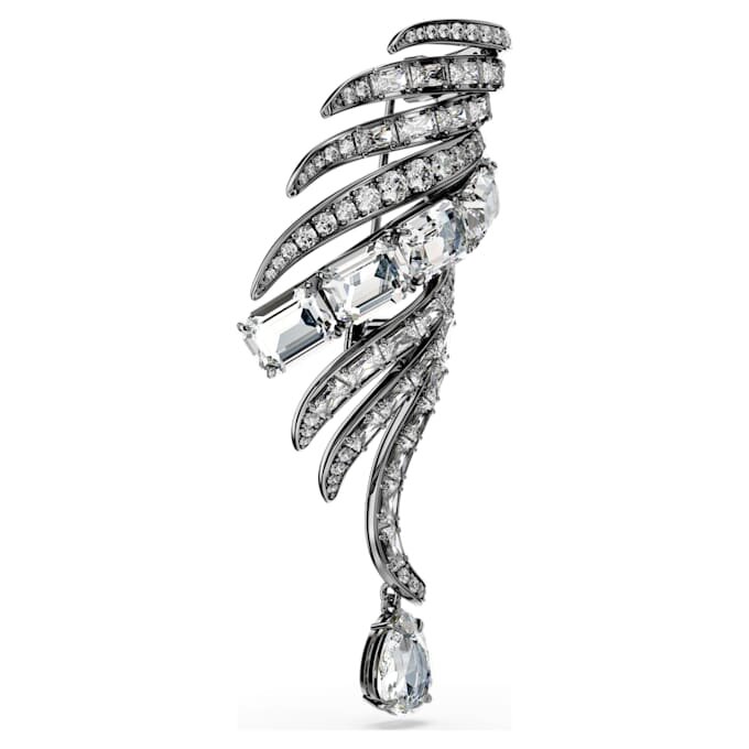 De Vienna Collection-broche Feather, wit, gerutheniumd De Vienna Collection-broche Feather, wit, gerutheniumd