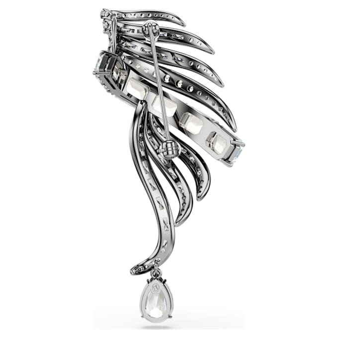 De Vienna Collection-broche Feather, wit, gerutheniumd De Vienna Collection-broche Feather, wit, gerutheniumd