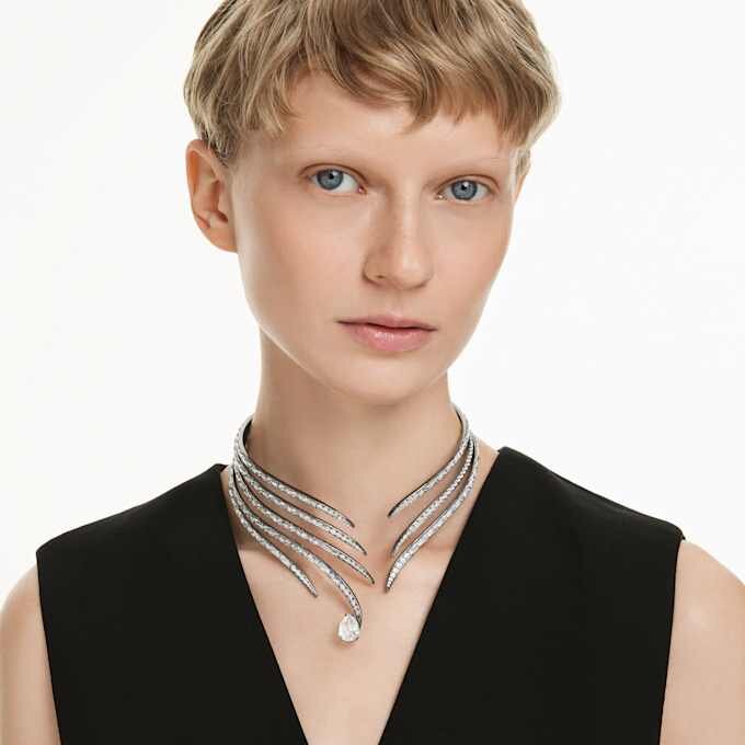 De Vienna Collection-choker Feather, wit, geruteniumd De Vienna Collection-choker Feather, wit, geruteniumd