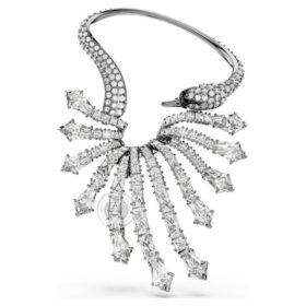 De Vienna Collection Ear Cuff Zwaan, wit, gerutheniumd