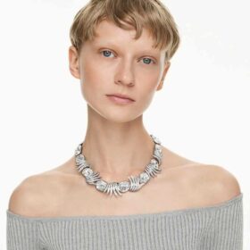 De Vienna Collection-ketting ‘Feather’, wit, gerutheniumd