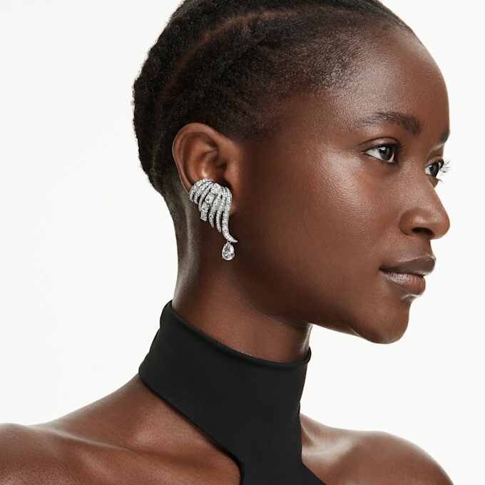 De Vienna Collection oorcuffs Feather, wit, gerutheniumd De Vienna Collection oorcuffs Feather, wit, gerutheniumd