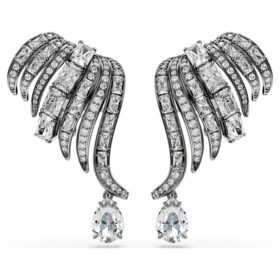 De Vienna Collection oorcuffs Feather, wit, gerutheniumd