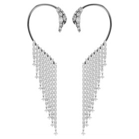 De Vienna Collection oorcuffs Zwaan, wit, gerutheniumd