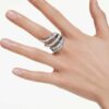 De Vienna Collection-ring Swan, wit, geruteniumd De Vienna Collection-ring Swan, wit, geruteniumd