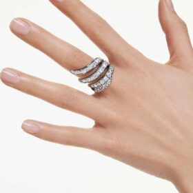 De Vienna Collection-ring Swan, wit, geruteniumd