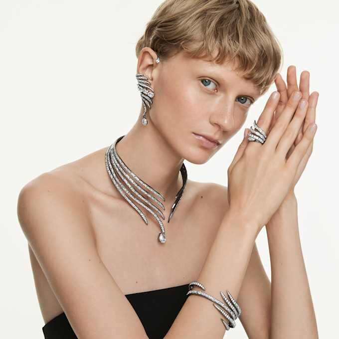 De Vienna Collection-ring Swan, wit, geruteniumd De Vienna Collection-ring Swan, wit, geruteniumd