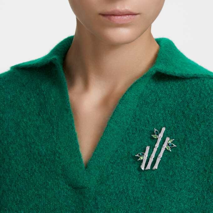 Dellium-broche Bamboo, groen, gerhodineerd Dellium-broche Bamboo, groen, gerhodineerd