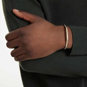 Dextera-armband, achthoekige vorm, ronde slijpvorm, wit, verguld
