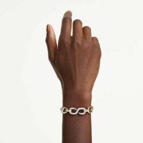 Dextera-armband met ronde schakels, T-bar, wit, gemengde metaalafwerking
