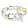 Dextera-armband met ronde schakels, T-bar, wit, gemengde metaalafwerking Dextera-armband met ronde schakels, T-bar, wit, gemengde metaalafwerking