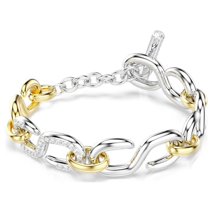 Dextera-armband met ronde schakels, T-bar, wit, gemengde metaalafwerking Dextera-armband met ronde schakels, T-bar, wit, gemengde metaalafwerking