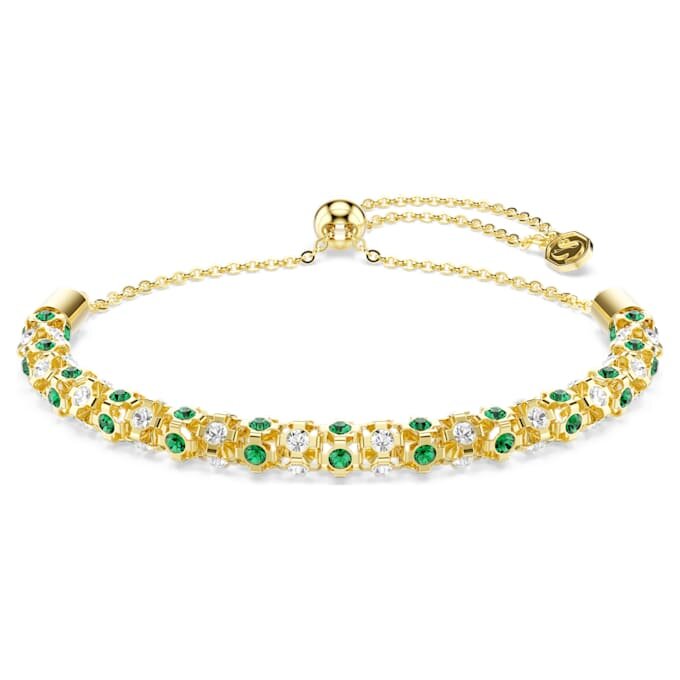 Dextera-armband met ronde slijpvorm, groen, goudkleurige afwerking Dextera-armband met ronde slijpvorm, groen, goudkleurige afwerking