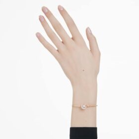 Dextera-armband met ronde slijpvorm, wit, roségoudkleurig verguld