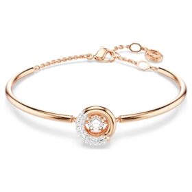 Dextera-armband met ronde slijpvorm, wit, roségoudkleurig verguld