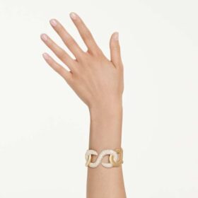 Dextera-armband met ronde slijpvorm, wit, verguld