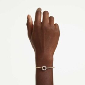 Dextera-armband met ronde slijpvorm, wit, verguld in goudtint