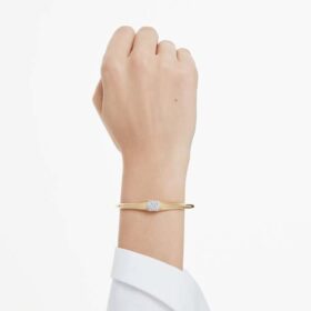 Dextera-armband met ronde slijpvorm, wit, verguld in goudtint