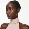 Dextera-choker met ronde slijpvorm, wit, verguld