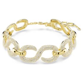 Dextera-choker met ronde slijpvorm, wit, verguld